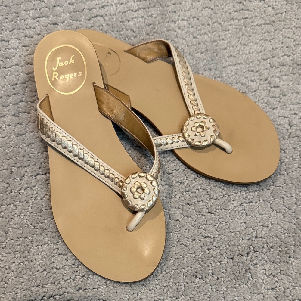 Jack Rogers Gold and Tan Sandals